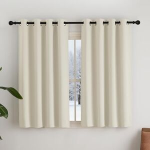 NICETOWN Window Curtains, Opaque Beige Blackout Curtain, Eyelet Curtains for Small Windows, Opaque Curtain with Eyelets, Curtains for Bedroom, Thermal Curtains, Light Beige, H 145 x W 140 cm NICETOWN Window Curtains, Opaque Beige Blackout Curtain, Eyelet Curtains for Small Windows, Opaque Curtain with Eyelets, Curtains for Bedroom, Thermal Curtains, Light Beige, H 145 x W 140 cm