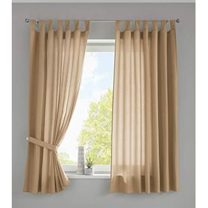 Gardinenbox Berlin 20400N2 Set of 2 Curtains with Loops 175 x 140 cm Sand Opaque Microsatin Translucent Ruffle Tape Plain Matte Gardinenbox Berlin 20400N2 Set of 2 Curtains with Loops 175 x 140 cm Sand Opaque Microsatin Translucent Ruffle Tape Plain Matte