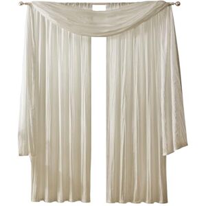 Elrene Home Fashions Athena Faux Crushed-Silk Window Curtain Panel and Valance Set, 52"x95" (2 Panels) & 1 Valance, Ivory Elrene Home Fashions Athena Faux Crushed-Silk Window Curtain Panel and Valance Set, 52"x95" (2 Panels) & 1 Valance, Ivory