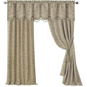 Elrene Home Fashions Mia Jacquard Scroll Blackout Window Curtain, 52" x 95" (1 Panel), Natural Elrene Home Fashions Mia Jacquard Scroll Blackout Window Curtain, 52" x 95" (1 Panel), Natural