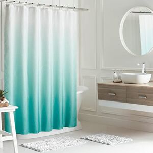 Creative Labs – Ombre Bathroom Decor Set 16 Pieces Includes Shower Curtain, Liner, 2 Chenille Bathmats and 12 Hooks Curtain Measures 70" x72" White/Turquoise Ombre Creative Labs – Ombre Bathroom Decor Set 16 Pieces Includes Shower Curtain, Liner, 2 Chenille Bathmats and 12 Hooks Curtain Measures 70" x72" White/Turquoise Ombre