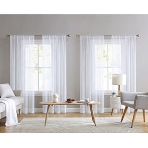 Laura Ashley White Sheer Curtains with Rod Pocket, Each Panel Measures 38" W x 84" L, Varick, 4 Panels Laura Ashley White Sheer Curtains with Rod Pocket, Each Panel Measures 38" W x 84" L, Varick, 4 Panels
