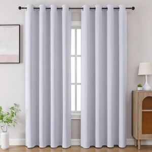 CUCRAF Grayish White Blackout Curtains 84 inch Length 2 Panels Set, Room Darkening Drapes for Living Room Bedroom, Thermal Insulated Light Blocking Grommet Window Curtain (W52 x L84 Inch) CUCRAF Grayish White Blackout Curtains 84 inch Length 2 Panels Set, Room Darkening Drapes for Living Room Bedroom, Thermal Insulated Light Blocking Grommet Window Curtain (W52 x L84 Inch)