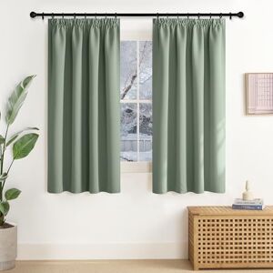 NICETOWN Net Curtains Children's Room Ruffle Tape Curtain Opaque Set of 2 137 x 140 cm (H x W) Blackout Curtains Short Heat Protection Thermal Curtain Against Heat Window Curtains Sage Green NICETOWN Net Curtains Children's Room Ruffle Tape Curtain Opaque Set of 2 137 x 140 cm (H x W) Blackout Curtains Short Heat Protection Thermal Curtain Against Heat Window Curtains Sage Green