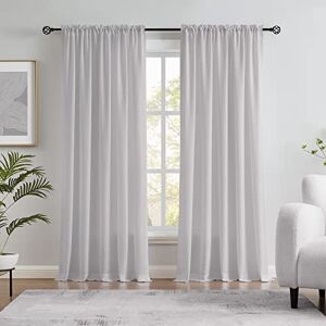 Melodieux Silver Grey Velvety Semi Sheer Curtains 84 Inch Length for Bedroom, Living Room Natural Cotton Texture Rod Pocket Window Sheer Drapes, 52 by 84 Inch (2 Panels) Melodieux Silver Grey Velvety Semi Sheer Curtains 84 Inch Length for Bedroom, Living Room Natural Cotton Texture Rod Pocket Window Sheer Drapes, 52 by 84 Inch (2 Panels)