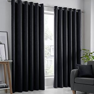 Fusion Strata Black Eyelet Curtains 90x72 – Thermal Drapes – 2 Panels – Room Darkening Window Treatment for Bedroom, Living Room & Doors Fusion Strata Black Eyelet Curtains 90x72 – Thermal Drapes – 2 Panels – Room Darkening Window Treatment for Bedroom, Living Room & Doors