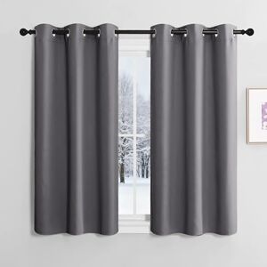 NICETOWN Opaque Short Curtains, Grey, Set of 2, H 120 x W 107 cm, Blackout Curtains with Eyelets, Window Curtains, Modern Panel Curtains, 120 cm Thermal Curtains, H 120 x W 107 cm NICETOWN Opaque Short Curtains, Grey, Set of 2, H 120 x W 107 cm, Blackout Curtains with Eyelets, Window Curtains, Modern Panel Curtains, 120 cm Thermal Curtains, H 120 x W 107 cm