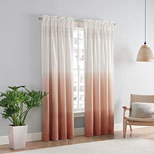 Vue Arashi Modern Boho Decorative Ombre Rod Pocket Window Curtain for Living Room (1 Panel), 52 in x 84 in, Melon Vue Arashi Modern Boho Decorative Ombre Rod Pocket Window Curtain for Living Room (1 Panel), 52 in x 84 in, Melon