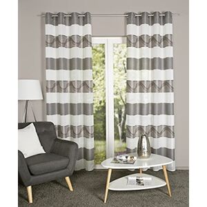 HOME WOHNIDEEN SUSA Opaque Eyelet Curtain with 8 Metal Eyelets Horizontal Stripes 245 x 140 cm Pack of 1 HOME WOHNIDEEN SUSA Opaque Eyelet Curtain with 8 Metal Eyelets Horizontal Stripes 245 x 140 cm Pack of 1