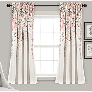 Lush Decor Weeping Flower Light Filtering Window Curtain Panels, Pair, 52" W x 63" L + 2" Header, Blush & Gray Charming Modern Floral Curtains for Living Room, Dining Room, & Bedroom Lush Decor Weeping Flower Light Filtering Window Curtain Panels, Pair, 52" W x 63" L + 2" Header, Blush & Gray Charming Modern Floral Curtains for Living Room, Dining Room, & Bedroom