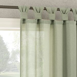 No. 918 Reman 2-Pack Twist Tab Linen Texture Semi-Sheer Tab Top Curtain Panel Pair, 40" x 96", Sage Green No. 918 Reman 2-Pack Twist Tab Linen Texture Semi-Sheer Tab Top Curtain Panel Pair, 40" x 96", Sage Green