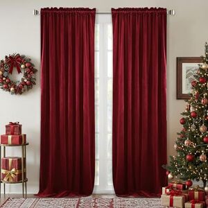 StangH Thick Velvet Curtains 96-inch Heavy-Duty Large Window Velvet Drapes Room Darkening Privacy Enhancing Panels for Home Theatre/Film Room/Stage, Red, 52 x 96 inches, 2 Pcs StangH Thick Velvet Curtains 96-inch Heavy-Duty Large Window Velvet Drapes Room Darkening Privacy Enhancing Panels for Home Theatre/Film Room/Stage, Red, 52 x 96 inches, 2 Pcs