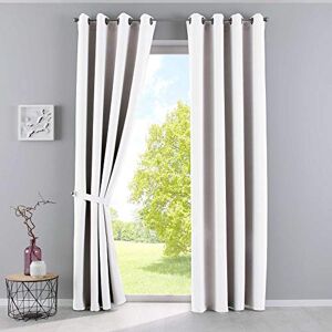 Gardinenbox Newyork Opaque Curtains, White, H x W 225 x 140 cm, Pack of 2, Thermal Curtains, Blackout Curtain, Blackout Eyelets, Sound-Insulating, Oeko-Tex UV Protection, Tiebacks, 201920600-2 Gardinenbox Newyork Opaque Curtains, White, H x W 225 x 140 cm, Pack of 2, Thermal Curtains, Blackout Curtain, Blackout Eyelets, Sound-Insulating, Oeko-Tex UV Protection, Tiebacks, 201920600-2