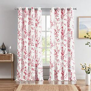 Melodieux Floral Curtains 96 Inches Long for Living Room, Farmhouse Pink Apricot Flower Print White Decorative Grommet Drapes, 52x96 Inch, 2 Panels Melodieux Floral Curtains 96 Inches Long for Living Room, Farmhouse Pink Apricot Flower Print White Decorative Grommet Drapes, 52x96 Inch, 2 Panels