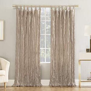 No. 918 Odelia Distressed Velvet Semi-Sheer Tab Top Curtain Panel, 50" x 63", Stone No. 918 Odelia Distressed Velvet Semi-Sheer Tab Top Curtain Panel, 50" x 63", Stone