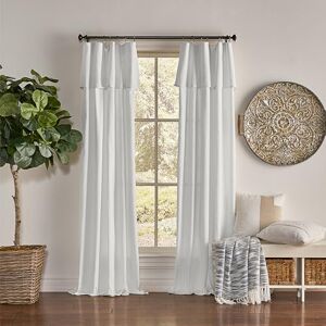 Mercantile Drop Cloth Curtain Panel, Light Filtering Ring & Tab Top with Attached Valance, 95 in Long x 50 in Wide, Farmhouse Single Window Panel, Bedroom, Living Room & Dining Room, White Mercantile Drop Cloth Curtain Panel, Light Filtering Ring & Tab Top with Attached Valance, 95 in Long x 50 in Wide, Farmhouse Single Window Panel, Bedroom, Living Room & Dining Room, White
