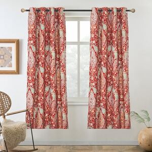 DriftAway Red Curtains for Bedroom 63 Inch Room Darkening Blackout Medallion Peacock Pattern for Living Room Window Drapes Grommet 2 Layers 2 Panels DriftAway Red Curtains for Bedroom 63 Inch Room Darkening Blackout Medallion Peacock Pattern for Living Room Window Drapes Grommet 2 Layers 2 Panels