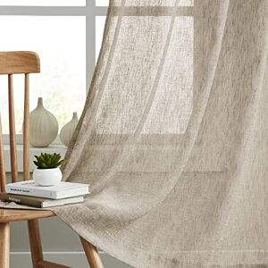 Melodieux Rustic Linen Sheer Curtains 96 Inches Long for Living Room, Bedroom Natural Flax Textured Light Filtering Rod Pocket Burlap Sheer Drapes, 52x96 Inch, Tan (2 Panels) Melodieux Rustic Linen Sheer Curtains 96 Inches Long for Living Room, Bedroom Natural Flax Textured Light Filtering Rod Pocket Burlap Sheer Drapes, 52x96 Inch, Tan (2 Panels)
