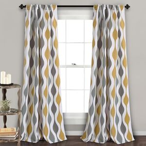 Lush Decor Mid Century Geo Room Darkening Window Curtain Panel Pair, 52" W x 84" L, Gold & Gray Lush Decor Mid Century Geo Room Darkening Window Curtain Panel Pair, 52" W x 84" L, Gold & Gray