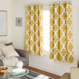 TOWN & COUNTRY EVERYDAY Exclusive Home Curtains Ironwork Woven Blackout Grommet Top Panel Pair, Sundress Yellow, 52x63, 2 Piece TOWN & COUNTRY EVERYDAY Exclusive Home Curtains Ironwork Woven Blackout Grommet Top Panel Pair, Sundress Yellow, 52x63, 2 Piece