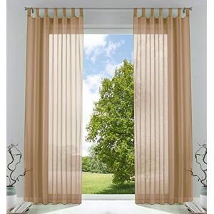 Gardinenbox Pack of 2 Transparent Curtains Set Living Room Voile Tab-Top Curtain with Lead Band Closure, 100% Polyester, Sand, H 225 x W 140 cm Gardinenbox Pack of 2 Transparent Curtains Set Living Room Voile Tab-Top Curtain with Lead Band Closure, 100% Polyester, Sand, H 225 x W 140 cm