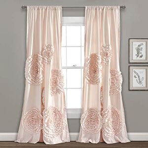 Lush Decor Serena Window Curtain Panel Ruffled Floral Vintage Chic Farmhouse Style Living, Dining Room, Bedroom Décor (Single Panel), 54" W x 84" L, Blush Lush Decor Serena Window Curtain Panel Ruffled Floral Vintage Chic Farmhouse Style Living, Dining Room, Bedroom Décor (Single Panel), 54" W x 84" L, Blush