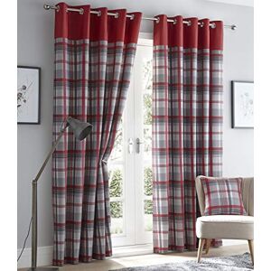 Portfolio Home Portfolio Orleans Check Striped Fully Lined Eyelet Ring Top Curtains-Red Grey 46" Wide x 54" Drop, fabric, 46 x 54 Portfolio Home Portfolio Orleans Check Striped Fully Lined Eyelet Ring Top Curtains-Red Grey 46" Wide x 54" Drop, fabric, 46 x 54