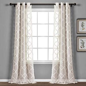 Lush Decor Avon Trellis Grommet Sheer Window Curtain Panel Pair, 95" Long x 38" Wide, Beige Lush Decor Avon Trellis Grommet Sheer Window Curtain Panel Pair, 95" Long x 38" Wide, Beige