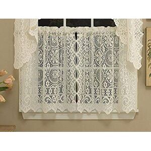 Sweet Home Collection Floral Heavy Lace Kitchen Curtain, Cream, 29" W x 36" L (Pack of 1) Sweet Home Collection Floral Heavy Lace Kitchen Curtain, Cream, 29" W x 36" L (Pack of 1)