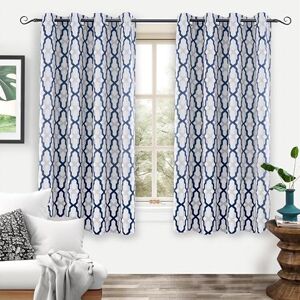 DriftAway Mason Thermal Blackout Grommet Window Curtains Geometric Trellis Pattern 2 Panels Each 52 inch by 54 inch by 54 inch Navy DriftAway Mason Thermal Blackout Grommet Window Curtains Geometric Trellis Pattern 2 Panels Each 52 inch by 54 inch by 54 inch Navy