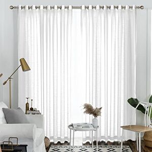Melodieux White Semi Sheer Curtains 108 Inches Long for Living Room, Bedroom Extra Long Linen Look Rustic Grommet Voile Drapes, 52 by 108 Inch (2 Panels) Melodieux White Semi Sheer Curtains 108 Inches Long for Living Room, Bedroom Extra Long Linen Look Rustic Grommet Voile Drapes, 52 by 108 Inch (2 Panels)
