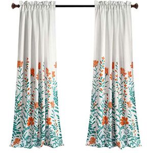 Lush Decor Aprile Light Filtering Window Curtain Panels, Pair, 52" W x 84" L, Orange & Turquoise Floral Curtains Pretty Orange Flower Print Cottage, French Country & Farmhouse Window Decor Lush Decor Aprile Light Filtering Window Curtain Panels, Pair, 52" W x 84" L, Orange & Turquoise Floral Curtains Pretty Orange Flower Print Cottage, French Country & Farmhouse Window Decor