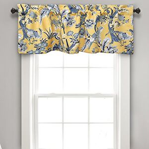 Lush Decor Dolores Light Filtering Window Curtain Valance, 52" W x 18" L, Yellow Toile Curtains Bold Blue And Yellow Valance Bird & Floral Print Cottage, Maximalist & French Country Home Decor Lush Decor Dolores Light Filtering Window Curtain Valance, 52" W x 18" L, Yellow Toile Curtains Bold Blue And Yellow Valance Bird & Floral Print Cottage, Maximalist & French Country Home Decor