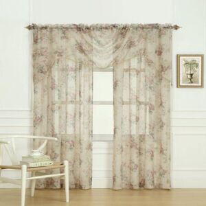 Laura Ashley Stowe Sheer Curtain with Rod Pocket, Panel Measures 36" W x 45" L, Multicolored, 1 Valance Laura Ashley Stowe Sheer Curtain with Rod Pocket, Panel Measures 36" W x 45" L, Multicolored, 1 Valance