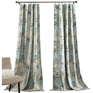 Lush Decor Botanical Garden Curtains Floral Bird Print Light Filtering Window Panel Drapes Set for Living, Dining, Bedroom (Pair), Blue, 52" W x 95L Lush Decor Botanical Garden Curtains Floral Bird Print Light Filtering Window Panel Drapes Set for Living, Dining, Bedroom (Pair), Blue, 52" W x 95L
