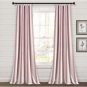 Lush Decor Farmhouse Stripe Yarn Dyed Cotton Window Curtain Panel Pair, 42" W x 84" L, Red Classic Modern Rustic Charm Eco Friendly Cotton Fabric Lush Decor Farmhouse Stripe Yarn Dyed Cotton Window Curtain Panel Pair, 42" W x 84" L, Red Classic Modern Rustic Charm Eco Friendly Cotton Fabric