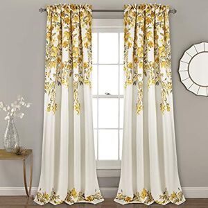 Lush Decor Tanisha Curtains Light Filtering Window Panel Set, Pair Floral Vine Print, Beautiful, Modern, Elegant Home Decor 52" W x 84" L, Yellow & Gray Lush Decor Tanisha Curtains Light Filtering Window Panel Set, Pair Floral Vine Print, Beautiful, Modern, Elegant Home Decor 52" W x 84" L, Yellow & Gray