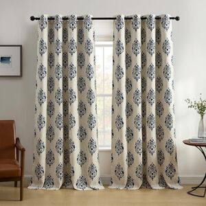 Elrene Home Fashions Navara Medallion Room Darkening Window Curtain Panel, 52" x 84" (1, Navy Elrene Home Fashions Navara Medallion Room Darkening Window Curtain Panel, 52" x 84" (1, Navy