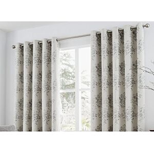Curtina Elmwood Floral Print Eyelet Lined Curtains, Silver, 66 x 54 Inch Curtina Elmwood Floral Print Eyelet Lined Curtains, Silver, 66 x 54 Inch
