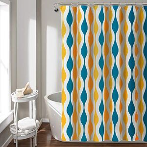 Lush Decor Mid Century Geo Shower Curtain, 72" x 72", Turquoise & Orange Lush Decor Mid Century Geo Shower Curtain, 72" x 72", Turquoise & Orange