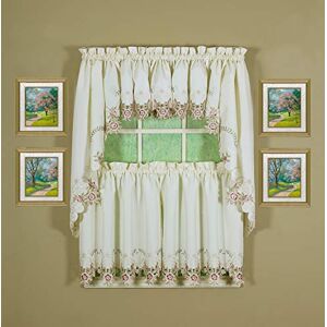 Today's Curtain Verona Reverse Embroidery Window Tier, 36-Inch, Ecru/Rose Today's Curtain Verona Reverse Embroidery Window Tier, 36-Inch, Ecru/Rose
