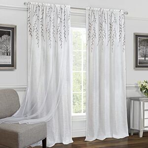 ACHIM Home Furnishings Willow Rod Pocket Window Curtain Panel, amp Polyester Blend, White, 42" W x 63" L (Pack of 1) ACHIM Home Furnishings Willow Rod Pocket Window Curtain Panel, amp Polyester Blend, White, 42" W x 63" L (Pack of 1)