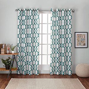 Exclusive Home Curtains Kochi Grommet Top Panel Pair, Teal, 54x96, 2 Piece Exclusive Home Curtains Kochi Grommet Top Panel Pair, Teal, 54x96, 2 Piece