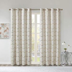 Intelligent Design Raina Total Blackout Metallic Print Grommet Top Single Curtain Panel Thermal Insulated Light Blocking Drape for Bedroom Living Room and Dorm, 50x84, Ivory/Gold 1 Piece Intelligent Design Raina Total Blackout Metallic Print Grommet Top Single Curtain Panel Thermal Insulated Light Blocking Drape for Bedroom Living Room and Dorm, 50x84, Ivory/Gold 1 Piece