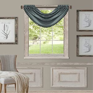 Elrene All Seasons Room-Darkening Waterfall Window Valance, Accessory for Bedroom or Living Room Windows with Rod Pocket Tabs, 52" x 36", Dusty Blue, 1 Valance Elrene All Seasons Room-Darkening Waterfall Window Valance, Accessory for Bedroom or Living Room Windows with Rod Pocket Tabs, 52" x 36", Dusty Blue, 1 Valance