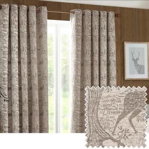 furn. Winter Woods Chenille Room Darkening Eyelet Curtains – Woodland Animals Pattern (Taupe Width x Drop: 117 x 137cm / 46 x 54, 2 Panels) furn. Winter Woods Chenille Room Darkening Eyelet Curtains – Woodland Animals Pattern (Taupe Width x Drop: 117 x 137cm / 46 x 54, 2 Panels)