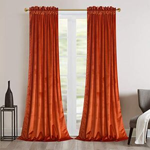 Roslynwood Velvet Red Orange Curtains for Living Room Soft Luxury Thermal Insulated Rod Pocket Curtains, Set of 2 Panels, W52 x L96 Roslynwood Velvet Red Orange Curtains for Living Room Soft Luxury Thermal Insulated Rod Pocket Curtains, Set of 2 Panels, W52 x L96