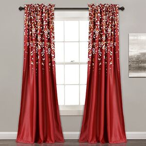Lush Decor Weeping Flowers Darkening Window Curtains Panel Set for Living, Dining Room, Bedroom (Pair), 52" W x 84" L, Red Lush Decor Weeping Flowers Darkening Window Curtains Panel Set for Living, Dining Room, Bedroom (Pair), 52" W x 84" L, Red