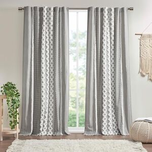 INK+IVY Boho Curtains for Bedroom & Living Room, 100% Cotton Tufted Chenille Stripe Modern Farmhouse Curtains, Light Filtering Drapes, 50" x 95", Grey INK+IVY Boho Curtains for Bedroom & Living Room, 100% Cotton Tufted Chenille Stripe Modern Farmhouse Curtains, Light Filtering Drapes, 50" x 95", Grey