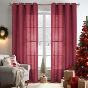 Melodieux Burgundy Semi Sheer Curtains 84 Inches Long for Small Windows Living Room Bedroom Linen Look Rustic Grommet Voile Drapes, 42 x 84 Inch (2 Panels)… Melodieux Burgundy Semi Sheer Curtains 84 Inches Long for Small Windows Living Room Bedroom Linen Look Rustic Grommet Voile Drapes, 42 x 84 Inch (2 Panels)…
